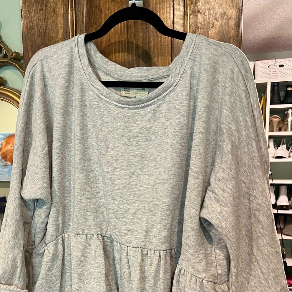 Anthropologie Saturday/Sunday sweatshirt peplum Top Gray XL